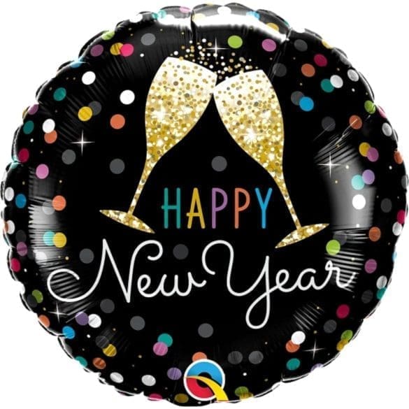 HAPPY NEW YEAR BRINDIS REDONDO MT 18″ Q