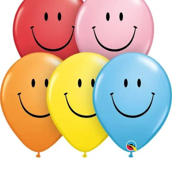 11 SURTIDO VIBRANTE 50 PZA CARITA FELIZ LATEX IMPRESO DE QUA