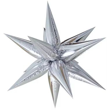 Globo Metalico Estrella 12 Picos 26″ Plata Holografico