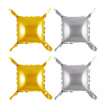 Globo Metalico Cuadrado 19″ (47.5 cm) Decorativo oro y plata