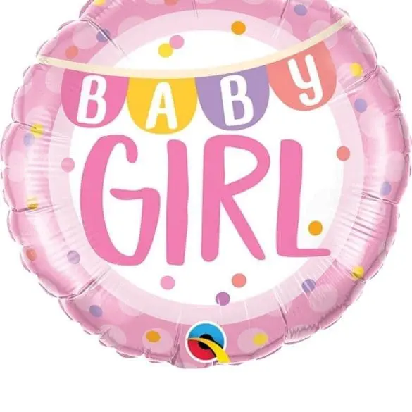 Baby Girl Banner & Dots REDONDO MT 18″ Q