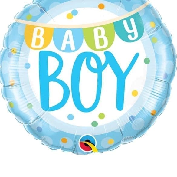 Baby Boy Banner & Dots REDONDO MT 18″ Q