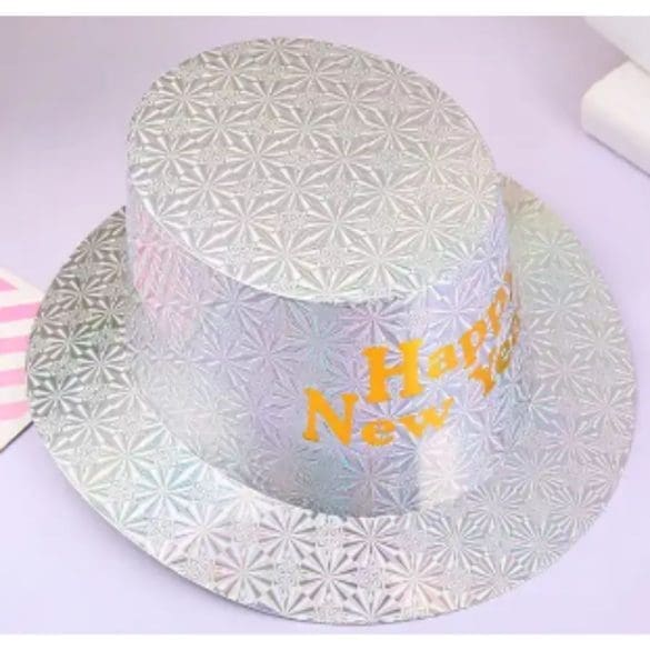 Sombrero HNY De Papel Couche Holografico 30×26.5×12.5 PLATA