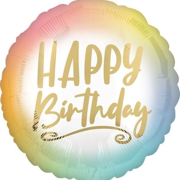 OMBRE AND GOLD HAPPY BIRTHDAY REDONDO MT 18″ ANAG