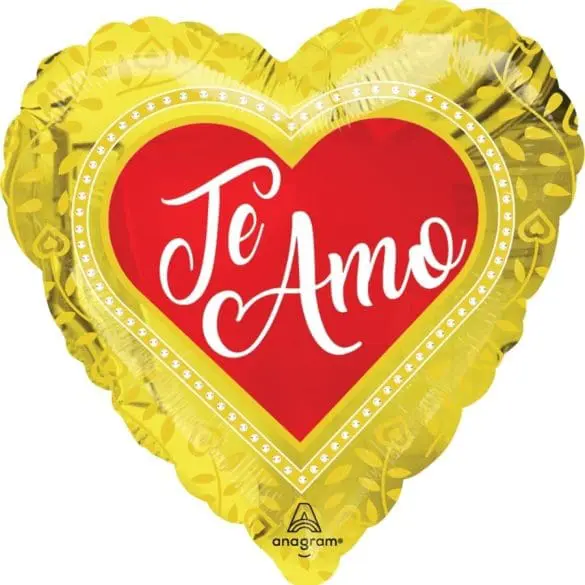 TE AMO RED HEART IN GOLD CORAZON MT 18″ ANAG