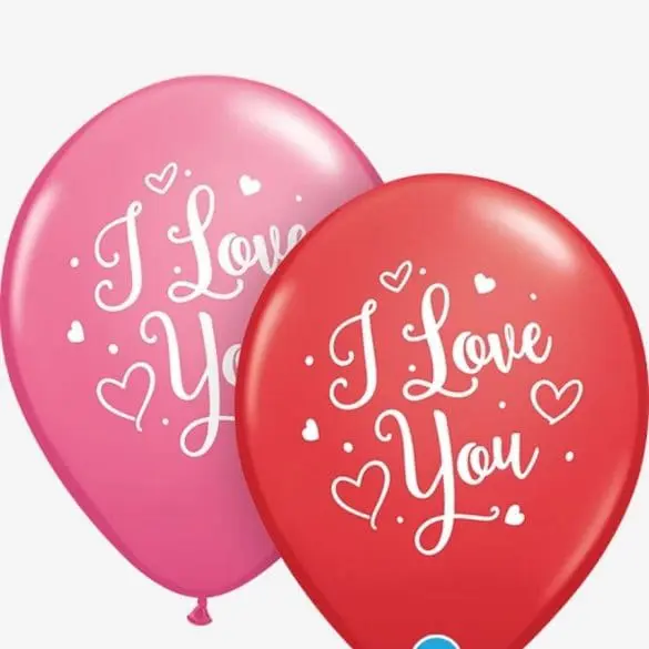 11 ROJO/ROSA 50 PZA I LOVE YOU CORAZONEZ LATEX DE QUALATEX