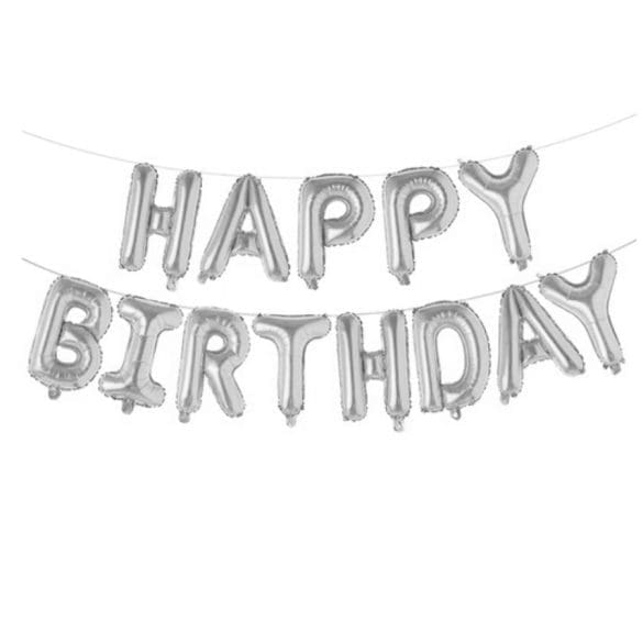 LETRERO HAPPY BIRTHDAY PLATA MT GYF