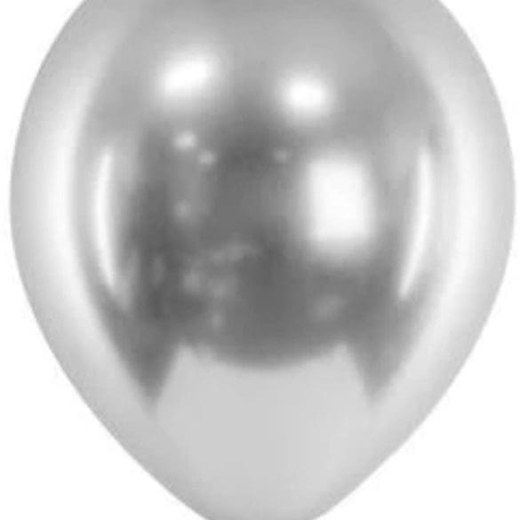 05 PLATA CROMO 100 PZA LATEX DE GLOBOS Y FIGURAS