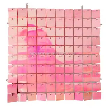 Shimer CUADRADOS ROSA IRIDICENTE BASE TRASPARENTE 30×30 cm