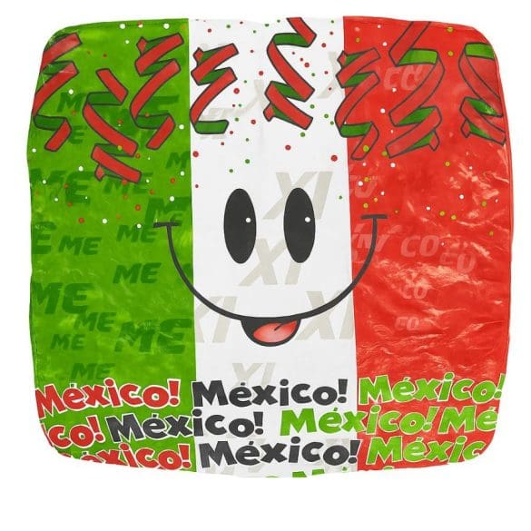 VIVA MEXICO BANDERA CARITA CUADRADO 18″ Balum
