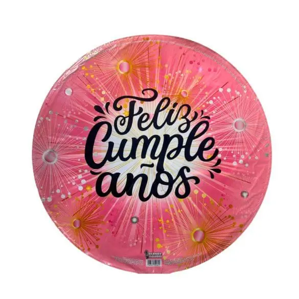 Globo Metalico 22″ (55 cm) Feliz Cumpleaños Estallidos Rosa