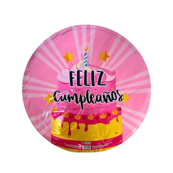 Globo Metalico 22″ (55 cm) Feliz Cumpleaños Rosa Pastel