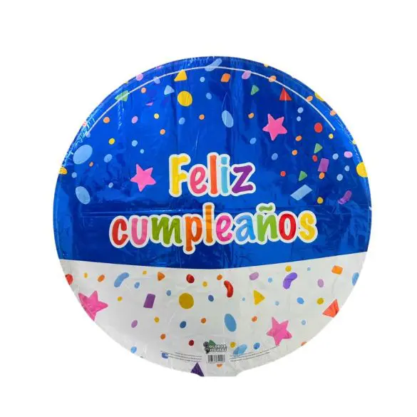 Globo Metalico 22″ (55 cm) Feliz Cumpleaños Confettu Azul