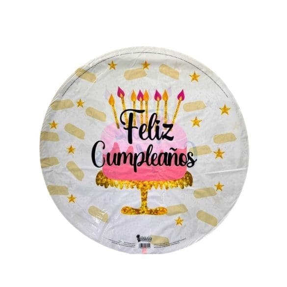Feliz Cumpleaños Pastel Blanco REDONDO MET 22″ GYF