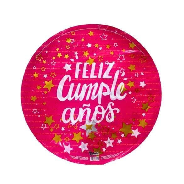 Feliz cumpleaños Fiusha Estrella Oro REDONDO MET 22″ GYF