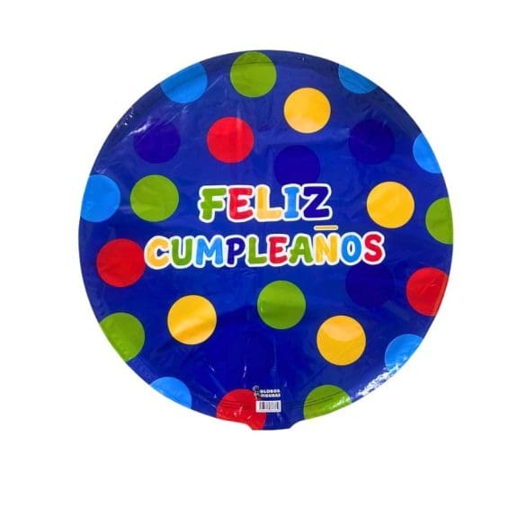 Feliz Cumpleaños Polka Azul REDONDO MET 22″ GYF