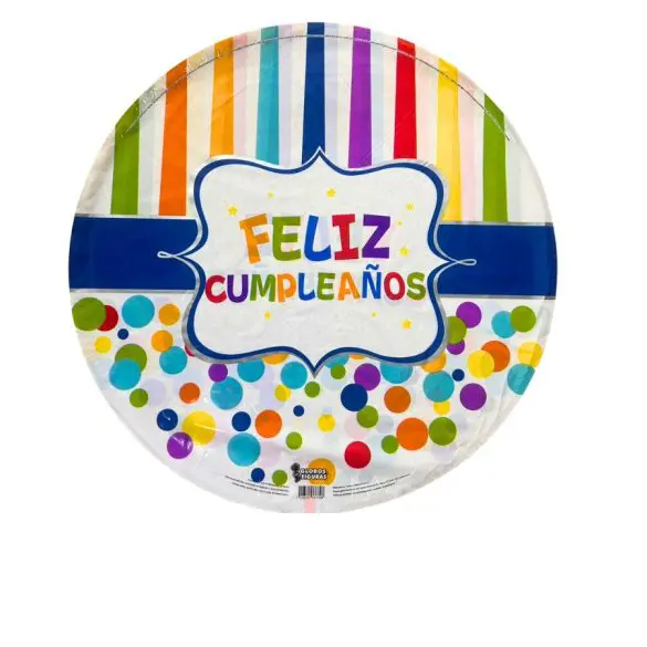 Feliz Cumpleaños Barras y Polka REDONDO MET 22″ GYF