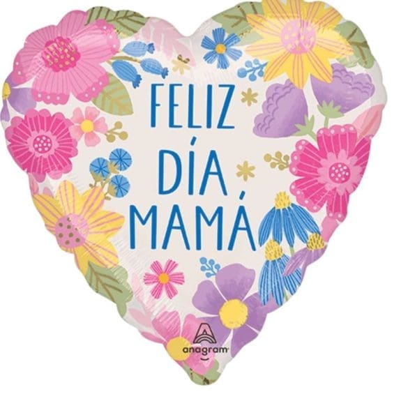 Feliz Dia Mama Botanical Lines CORAZON MET 17″ Anagram